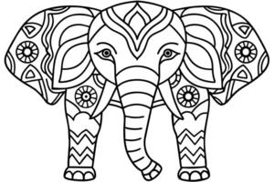 Thai pattern elephant black on white background vector