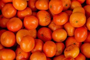 many organically grown mandarins in a greengrocer's shop photo