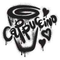 coffee cup graffiti with black spray paint. vector