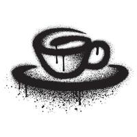 coffee cup graffiti with black spray paint. vector