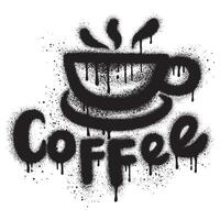 coffee cup graffiti with black spray paint. vector