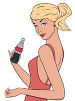 Illustration of pin up girl with drink vector