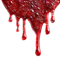 red syrup dripping isolated on transparent background , png