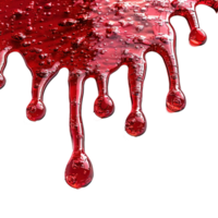 red syrup dripping isolated on transparent background , png