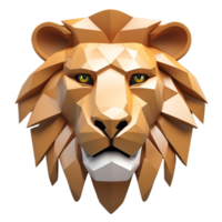 3D rendered Lion face in Low poly effect png