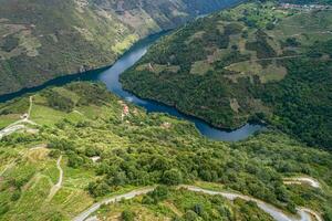 mouth of the river Mao in the river Sil. Ribeira Sacra. Galicia, Spain photo