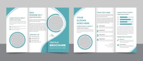 Business Brochure Template in Trifold Layout. Corporate Design Leaflet with Replaceable Image Shape. vector