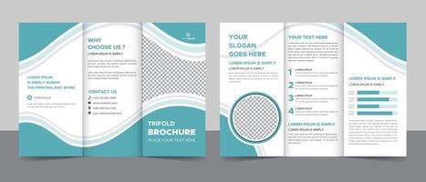 Business Brochure Template in Trifold Layout. Corporate Design Leaflet with Replaceable Image Shape. vector