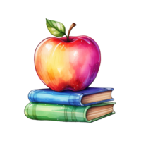 Pomme sur livres illustration png