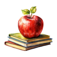 Pomme sur livres illustration png