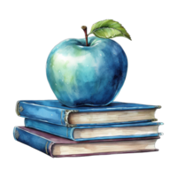 maçã em livros ilustração png