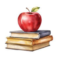 Apfel auf Bücher Illustration png