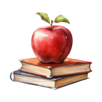 Apfel auf Bücher Illustration png