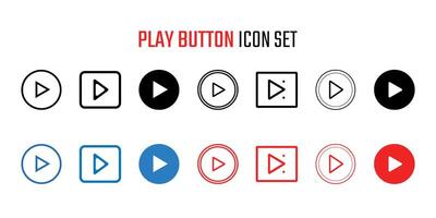 Set of Play button icons. illustration in flat style vector