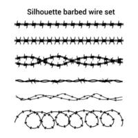 Barbed wire set isolated on white background silhouette, background. Barbed wire vector