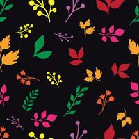 leaves and floral pattern with black background vector