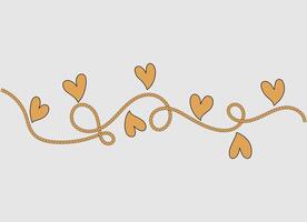 rope OR THREAD with heart design for print, Art design isolated ON WHITE BACKGROUND vector