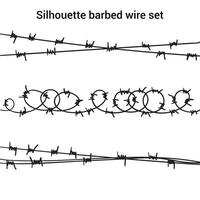 Barbed wire set isolated on white background silhouette, background. Barbed wire vector