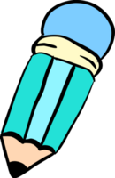 Green blue pencil hand draw with rubber png