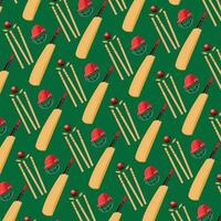 Sport pattern Cricket retro background pattern of cricketer accessories Bat ball wicket symbols Pattern for design web backdrop tee design t shirt etc vector