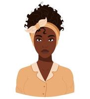 retrato de un negro mujer en el baño en ropa de dormir. cuidados personales en el Mañana. hermosa africano americano niña terminado aislado antecedentes. plano ilustración vector