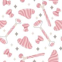 Seamless pattern with gua sha massagers. Facial skin care. Simple texture in flat style. Great for decor and design vector