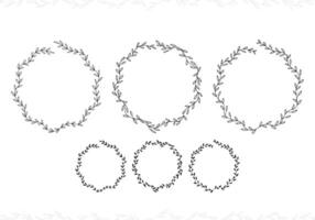 circle plant laurel wreath frame ornament decoration with aesthetic outline style for wedding invitation or rustic design vector
