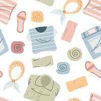 Seamless pattern with folded clothes. Background, texture with various things. Great for fabric, scrapbooking and crafting vector