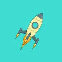 flying retro astronaut rocket spaceship illustration on isolated background vector