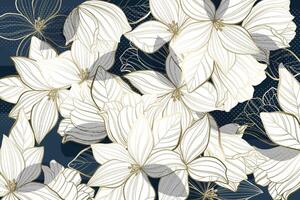 Golden lily flower line art pattern vector
