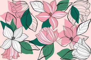 lily flower line art pattern vector