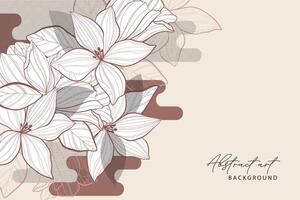 lily flower line art pattern frame vector