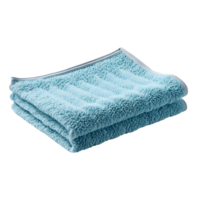 A soft blue towel neatly folded. Perfect for the bathroom, spa, and decor, creating a sense of freshness and comfort. png