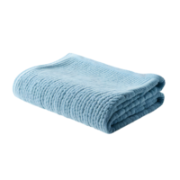 une doux, soigneusement plié bleu serviette. parfait pour spa, salle de bains, et décor, création une sens de fraîcheur et confort. png