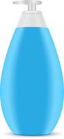bomba dispensador niño champú cosmético botella Bosquejo. el plastico envase para líquido gel, loción, piel y pelo cuidado productos 3d paquete blanco para íntimo higiene. blanco gorra. vector