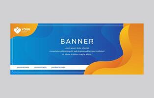 Blue Orange Banner Wave Background vector