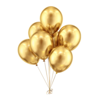 Sparkling Gold Balloon Decorations isolated at transparent background png