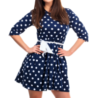 vrouw in een jurk met polka punt afdrukken png
