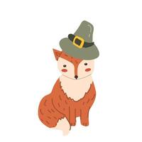 Autumn animal character with fall thanksgiving hat. vector