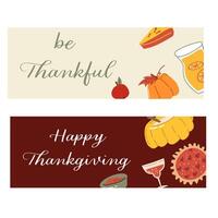 Autumn fall thanksgiving day banner or greeting card with leaves vector