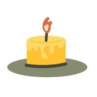 Burning candle in candle holder, candlestick illustration vector