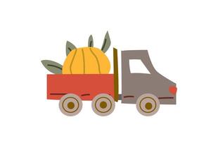 Autumn fall festival thanksgiving day elements background with vehicle vector