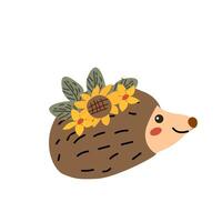 Autumn fall thanksgiving animal character with fall leaves and flowers vector