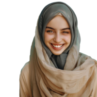 Portrait of a islamic woman wearing hijab isolated on transparent background png