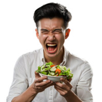 Mens aan het eten salade png