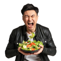 man eating salad png
