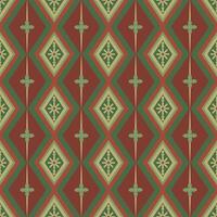 A red and green patterned fabric with a diamond shape design vector