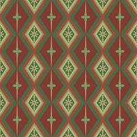 A red and green patterned fabric with a diamond shape design vector