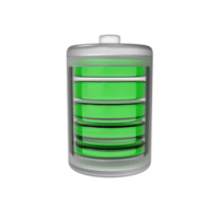 un batería con verde 100 por ciento en un transparente antecedentes png