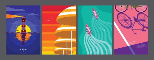 Summer layout , poster banner template, colorful minimal illustration vector